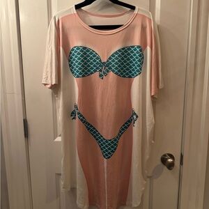 Funny Swim Cover-Up with Bikini Print